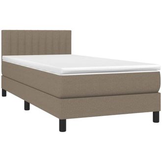 vidaXL Cama Box Spring Colch&oacute;n Y Luces Led Tela Gris Taupe 90x200 Cm Vidaxl