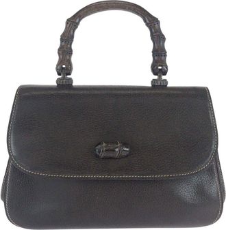 Gucci Brown Calfskin Bamboo Handbag (Authentic Pre-Loved)