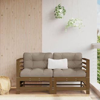 vidaXL Sof&aacute;s Esquineros Y Cojines 2 Uds Madera Maciza Pino Marr&oacute;n Miel Vidaxl