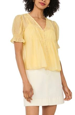 Vince Camuto Pintuck Chiffon Top in Wild Daisy at Nordstrom, Size X-Small
