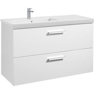 Roca Roca - Unik Mueble Con Dos Cajones + Lavabo Prisma Color: Blanco Brillo - Posici&oacute;n Del Lavabo: Izquierda