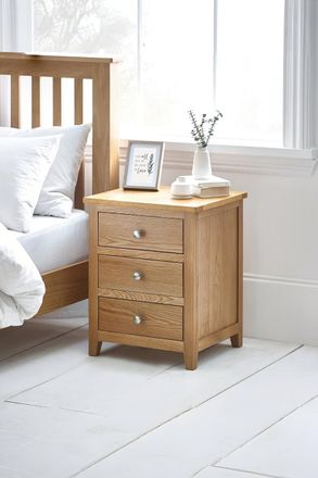Julian Bowen Mallory 3 Drawer Bedside Table in Light Oak
