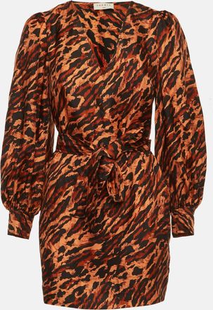 Sandro Brown Leopard Print Silk Mini Dress