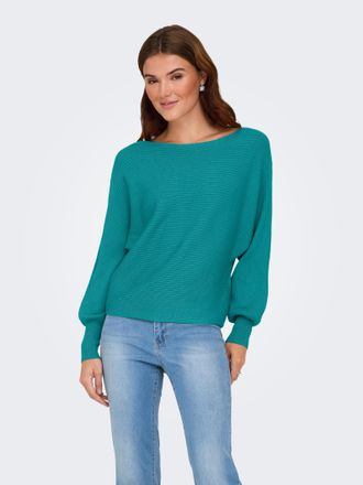 Only Strickpullover ONLY ONLADALINE L/S SHORT PULLO KNT NOOS, Damen, Gr. XXL, teal, Strick, Obermaterial: 80% Viskose, 20% Nylon, unifarben, regular fit no