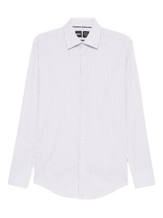 BOSS striped long-sleeve shirt - White