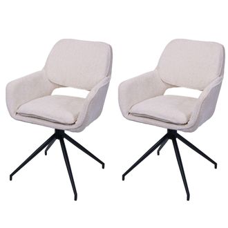 Hhg [nunca Usado] Juego De 2 Sillas De Comedor Hhg-643, Silla De Cocina, Giratoria Con Retorno Autom&aacute;tico, Tejido De Chenilla (490 G/m&sup2;) Oeko-tex, Crema