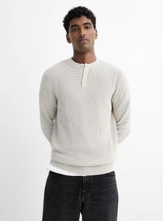 Le 31 Mens Waffle-knit Henley Shirt sweater