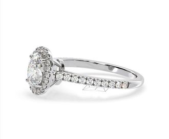 The Diamond Store Georgina Lab Oval Diamond Halo Engagement Ring 18K White Gold 1.55ct F/VS1