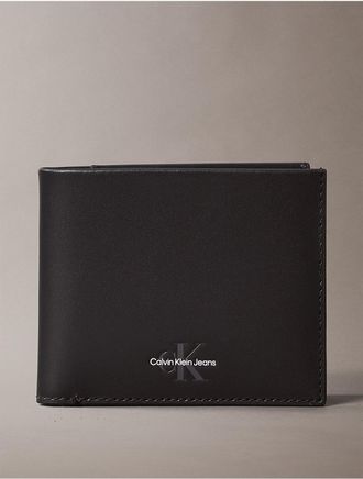 Calvin Klein Jeans Calvin Klein Mens Center Monogram Logo Bifold Wallet - Black - OS