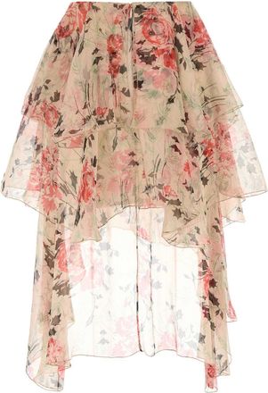 Loewe Womens Floral Silk Skirt Multicolor