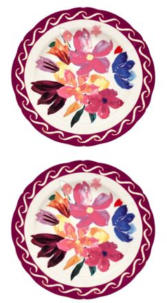 BITOSSI HOME Dinner Plate Cm.26,5 Bouquet Purple - Set of 2
