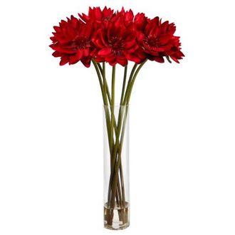 Nearly Natural 30-in Lotus Artificial Arrangement in Cylinder Vase in Red at Nordstrom