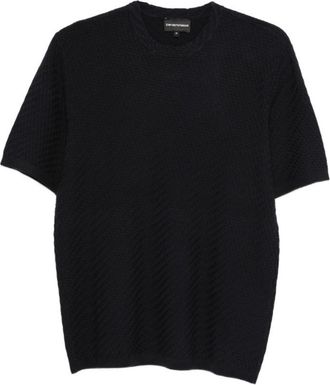 Emporio Armani Blue Crew Neck Textured Knit T-shirt