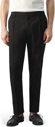 Mango Pleated Cotton Straight Leg Pants in Black at Nordstrom, Size 30