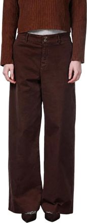 Mason's New York Wide Chino Broek - Dames - Wijde Broeken - Bruin - L - Katoen - Broeken