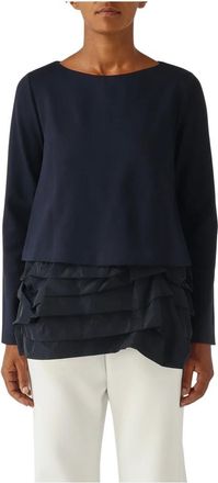 Meimeij Overhemden, Dames, Blauw, M, Stretch Viscose Blend Blouse