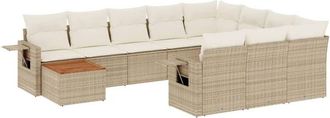 vidaXL Set De Sof&aacute;s De Jard&iacute;n 11pzas Con Cojines Rat&aacute;n Sint&eacute;tico Beige Vidaxl
