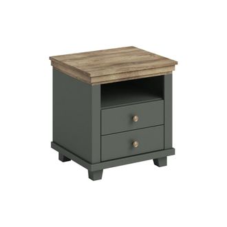 Petits Meubles Mesilla de noche de 2 cajones paneles laminados verde y madera