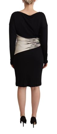 Roberto Cavalli Womens Black Silver Sheath Knee Length Dress | Viscose