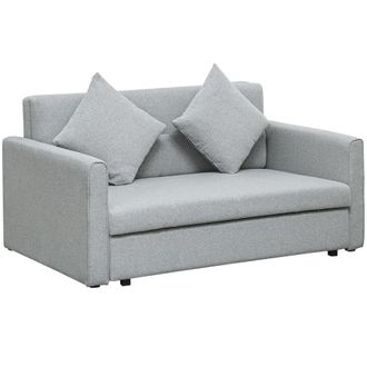 HOMCOM 2 Seater Sofa Bed Convertible Bed Settee w/ 2 Cushions - Light Grey | TJ Hughes