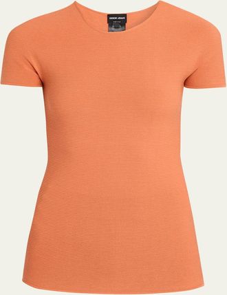 Giorgio Armani Short-Sleeve Crewneck Sweater