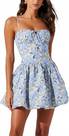 Astr Larissa Floral Bubble Dress In Blue Floral