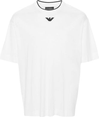 Emporio Armani logo-embroidered T-shirt - men - Cotton/Lyocell - S - White