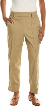 Vince Mid Rise Pleat Front Pull-On Linen-Blend Pant