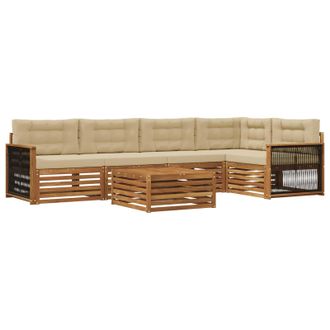 vidaXL Conjunto De Sof&aacute;s De Exterior Con Coj&iacute;n 6 Pcs Natural Y Beige Vidaxl