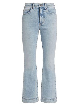 Veronica Beard Womens Carson High Rise Ankle Flare Jeans In Pale Stone