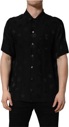Dolce & Gabbana Casual Shirt - Heren - Korte mouwen Overhemden - Zwart - XL - Overhemden