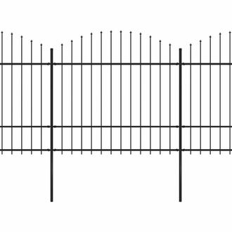 Berkfield Home Garden Fence with Spear Top Steel (1.5-1.75)x13.6 m Black