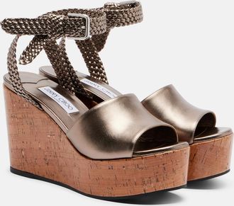 Jimmy Choo London Jory metallic leather wedge sandals