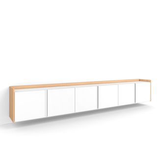 Skraut Home Skraut Home - Mueble Tv, Televisi&oacute;n, Muebles De Sal&oacute;n, Almacenaje, 309x35x50cm, Para Tv Hasta 80, Colgado, Suspendido, Estilo Moderno, Blanco Y Roble 