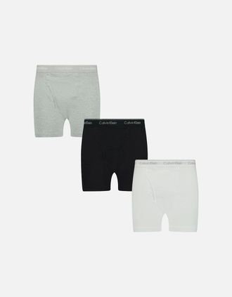 Calvin Klein Mens Calvin Klein Stencil Logo Cotton Stretch Boxers Grey, Black & White (3 Pack) - Size: 32/32