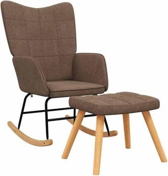 vidaXL Silla Mecedora Con Reposapi&eacute;s Tela Marr&oacute;n Vidaxl