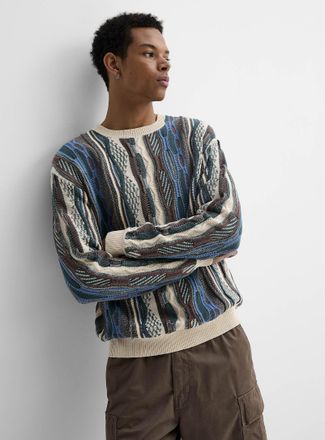 Djab Mens Oversized mixed-knit sweater
