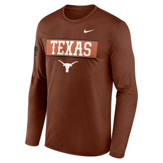 Nike Texas 2026 Military Appreciation Legend Nike Mens Dri-FIT College Long-Sleeve T-Shirt in Brown | 02TJ2GYTXE-VZG