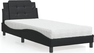 vidaXL Cama Con Colch&oacute;n Cuero Sint&eacute;tico Negro 90x200 Cm Vidaxl