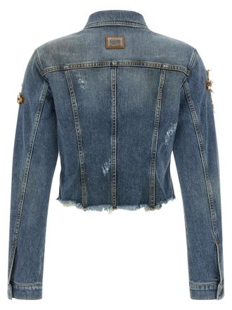 Dolce & Gabbana Crystal-Embellished Denim Jacket - Blue
