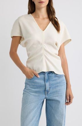 Reformation Ginie Ruched Cap Sleeve Top in Cream at Nordstrom, Size 0