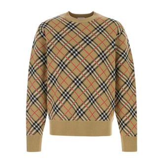 Burberry Round-neck Knitwear, male, Beige, Size: XL Gregory Schk