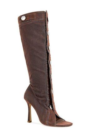 Azalea Wang Kazuki Denim Knee High Boots in Orange at Nordstrom, Size 7.5