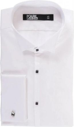 Karl Lagerfeld Shirt met Split Kraag - Heren - Zakelijke Overhemden - Wit - 5XL - Katoen - Overhemden