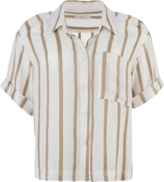 Kut from the Kloth Womens Aida Short Sleeve Top With Pleats In Gold /off White