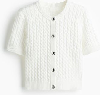 H&M Cable-knit Cardigan in White at Nordstrom, Size Xx-Large