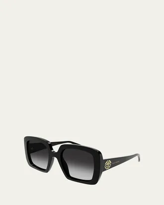 Alexander McQueen Gradient Logo Square Acetate Sunglasses