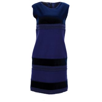 Alberta Ferretti Alberta Ferretti mouwloze kokerjurk met kleurblokken in blauwe wol