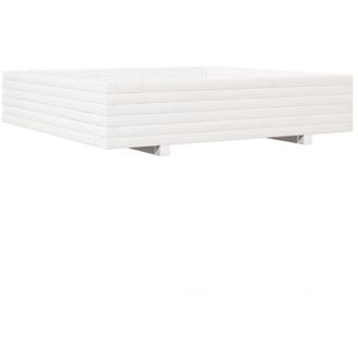 vidaXL Vidaxl - Jardinera De Madera Maciza De Pino Blanca 110x110x26,5 Cm