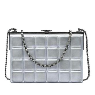 Chanel Pre-owned Frame Clutch - Dames - Pre-owned - Grijs - Maat: ONE Size Leer